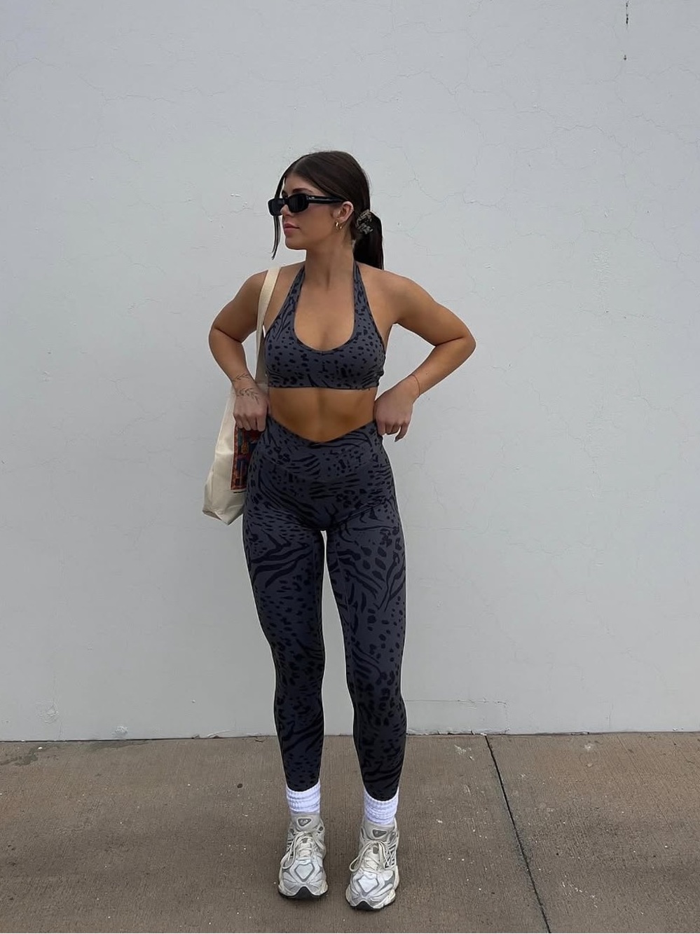 PARAGON Panther Animal-Print Halter Sports Bra & Leggings Set